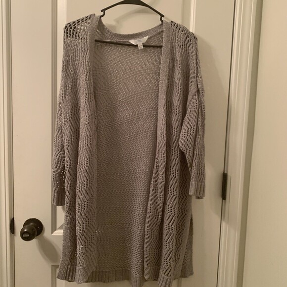 Time And Tru Women's 3/4 Sleeve Cardigan Sweater Open-Front Size L 12-14 Gray - Picture 1 of 7